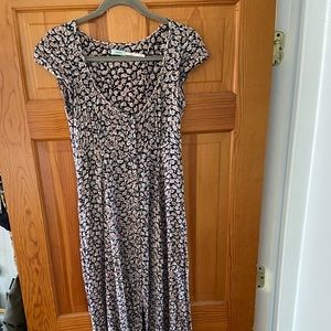 Button front maxi dress with flower pattern